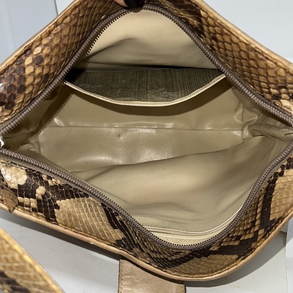 Vintage Python Zip Top Shoulder Bag Adjustable Length Strap - Picture 16 of 16